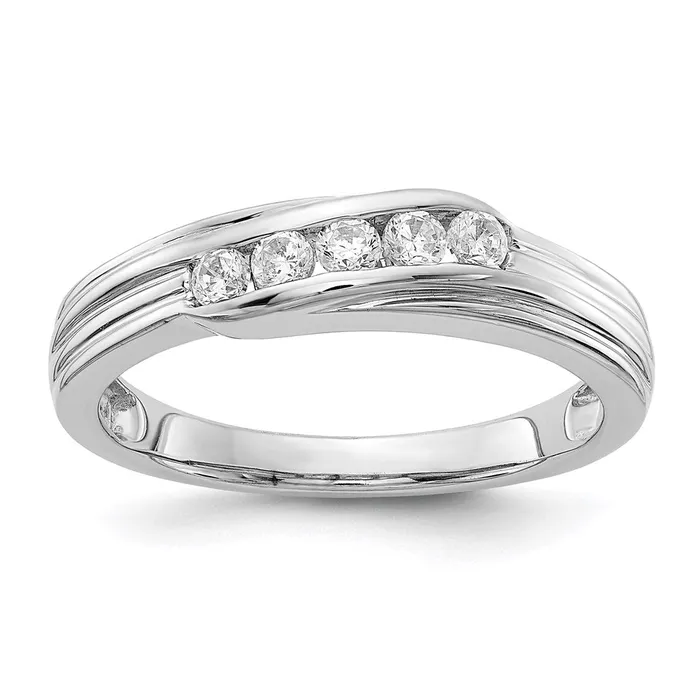 14k White Gold Real Diamond Mens Ring Goldia Rings