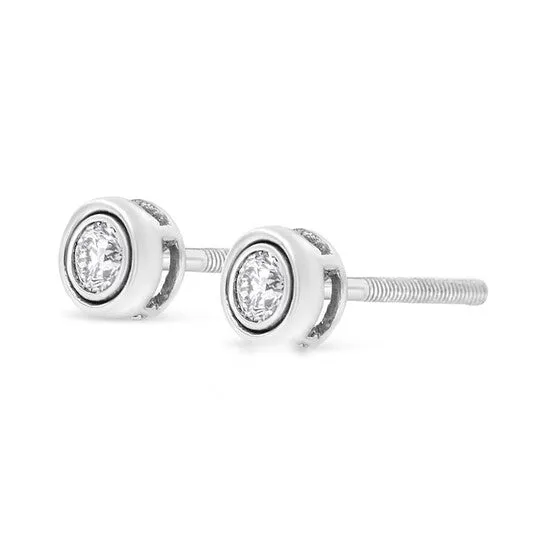 Earrings JMS always Original Haus of Brilliance 925 Sterling Silver 15 Cttw LabGrown Round BrilliantCut Diamond Modern BezelSet Stud Earring FG Color VS2SI1 Clarity