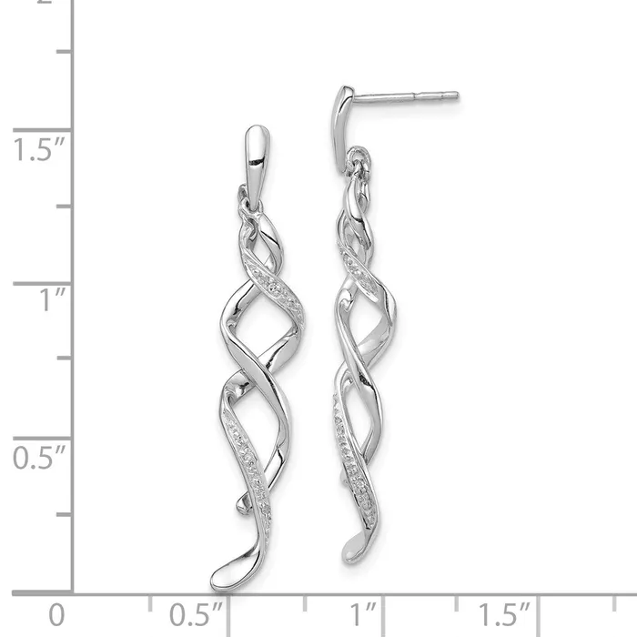 Goldia Earrings Sterling Silver Rhodium Plated Diamond Swirl Post Dangle Earrings