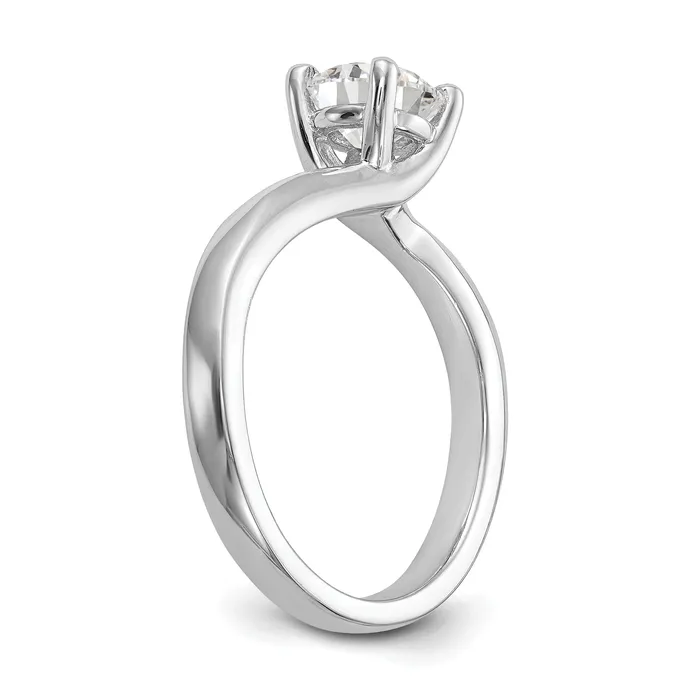 Goldia Rings 025ct CZ Solid Real 14K White Gold Round Solitaire Engagement Ring Engagement Polished