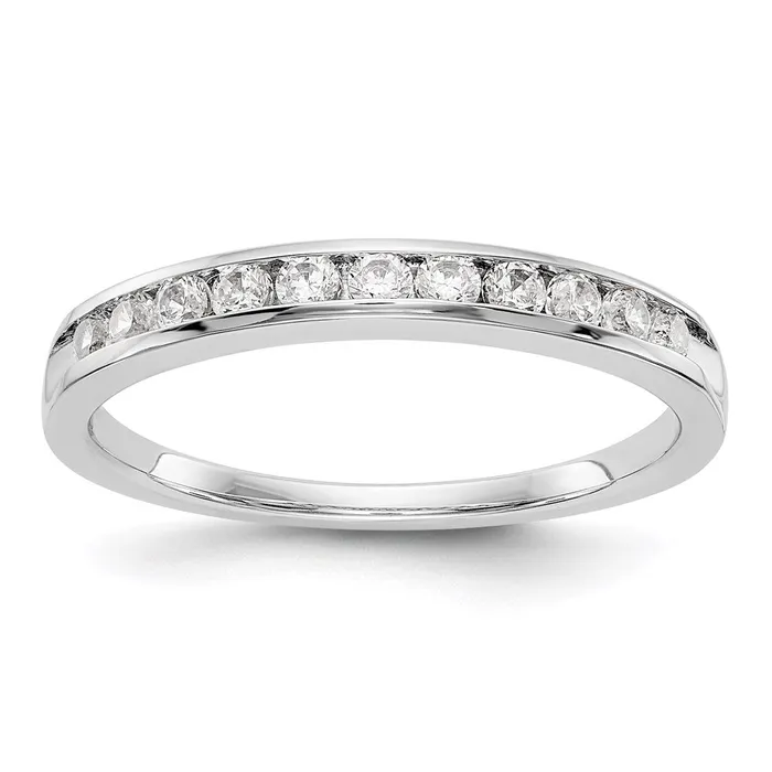 Goldia Rings 14K White Gold 11Stone Real Diamond Channel Band