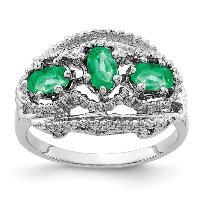 Goldia Rings 14k White Gold 5x3mm Oval Emerald ring