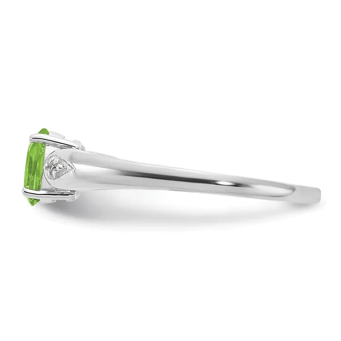 Goldia Rings 14k White Gold Peridot and Real Diamond Ring