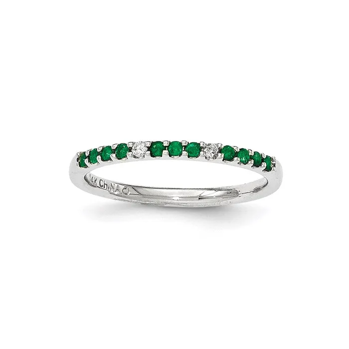 Goldia Rings 14k White Gold Real Diamond u0026 Emerald Ring