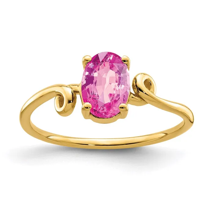 Goldia Rings 14K Yellow Gold 7x5mm Oval Pink Sapphire ring