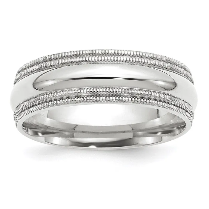 Goldia Rings Solid 10K White Gold 7mm Double Milgrain Comfort Fit MensWomens Wedding Band Ring Size 13 Goldia Rings Solid 10K White Gold 7mm Double Milgrain Comfort Fit MensWomens Wedding Band Ring Size 13