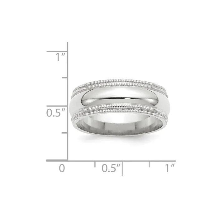 Goldia Rings Solid 10K White Gold 8mm Double Milgrain Comfort Fit MensWomens Wedding Band Ring Size 95