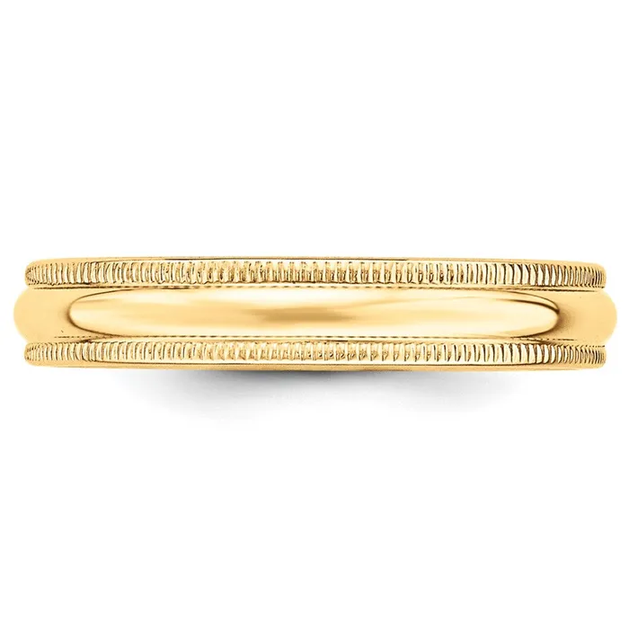Goldia Rings Solid 10K Yellow Gold 4mm Milgrain Half Round MensWomens Wedding Band Ring Size 135