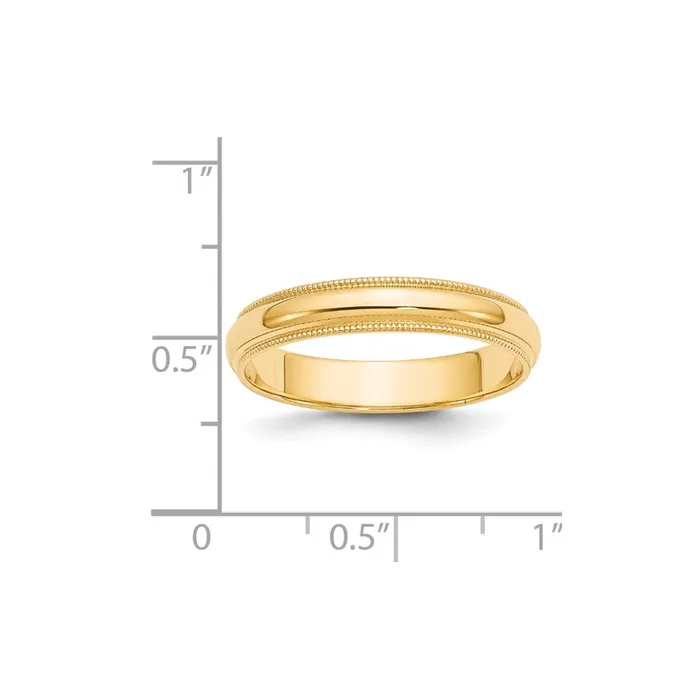 Goldia Rings Solid 10K Yellow Gold 4mm Milgrain Half Round MensWomens Wedding Band Ring Size 135