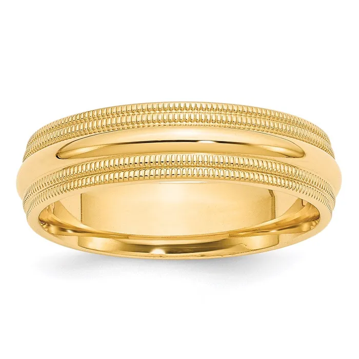 Goldia Rings Solid 10K Yellow Gold 6mm Double Milgrain Comfort Fit MensWomens Wedding Band Ring Size 6 Goldia Rings Solid 10K Yellow Gold 6mm Double Milgrain Comfort Fit MensWomens Wedding Band Ring Size 6