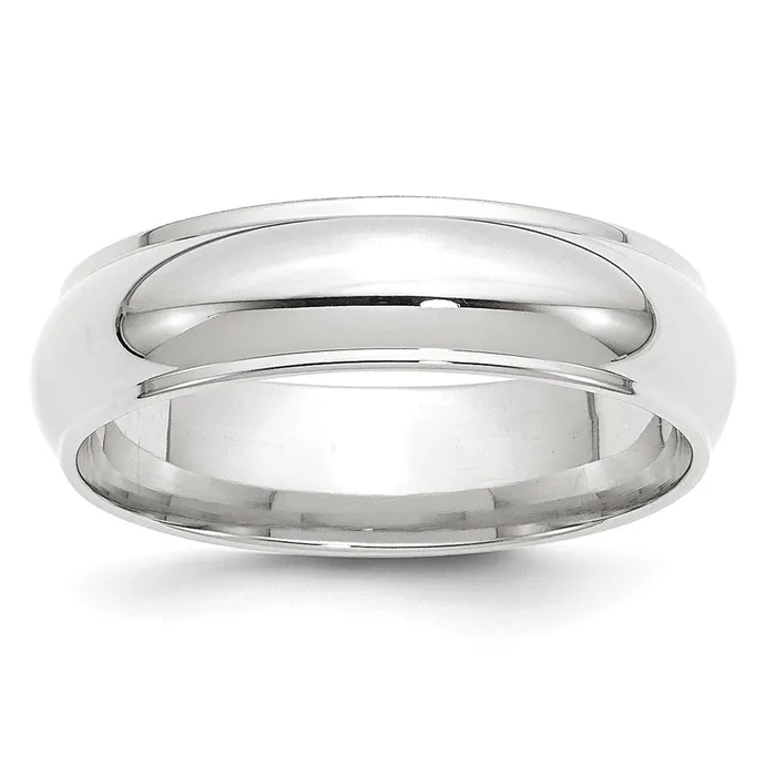 Goldia Rings Solid 18K White Gold 6mm Half Round with Edge MensWomens Wedding Band Ring Size 5 Goldia Rings Solid 18K White Gold 6mm Half Round with Edge MensWomens Wedding Band Ring Size 5