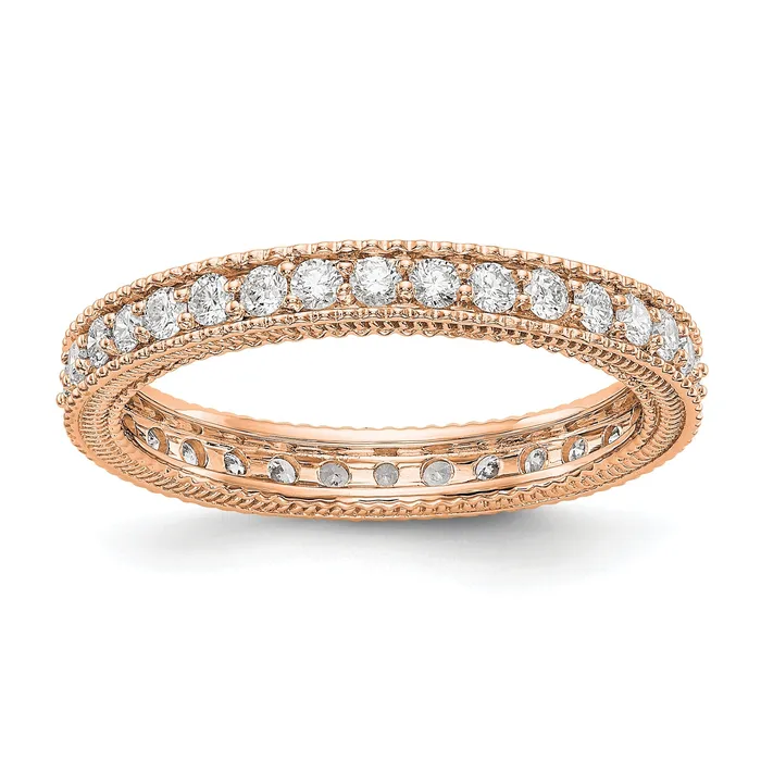 Goldia Rings Solid Real 14k Rose Gold Polished 34CT Milgrain Edge CZ Eternity Wedding Band Ring Goldia Rings Solid Real 14k Rose Gold Polished 34CT Milgrain Edge CZ Eternity Wedding Band Ring