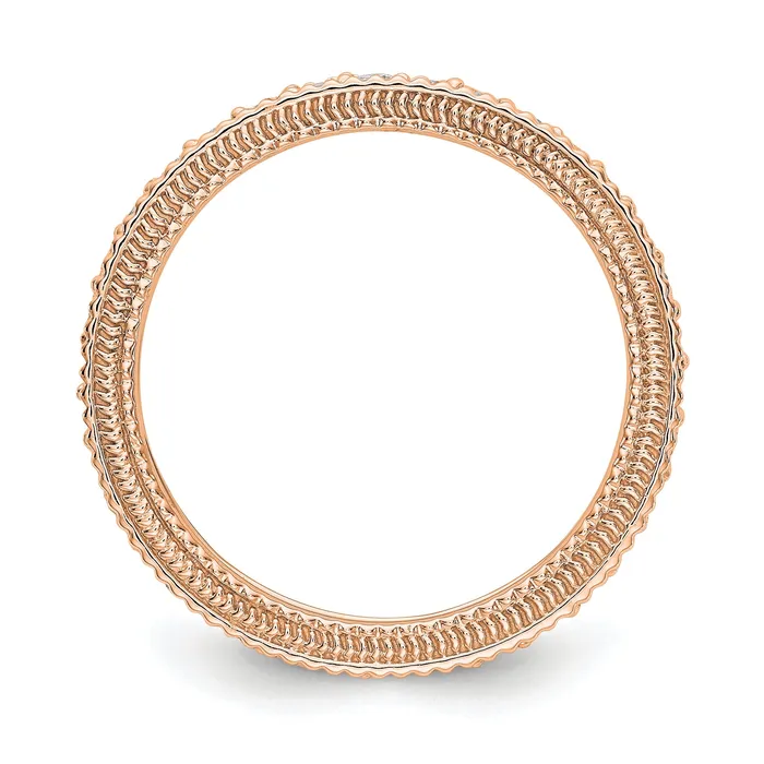 Goldia Rings Solid Real 14k Rose Gold Polished 34CT Milgrain Edge CZ Eternity Wedding Band Ring