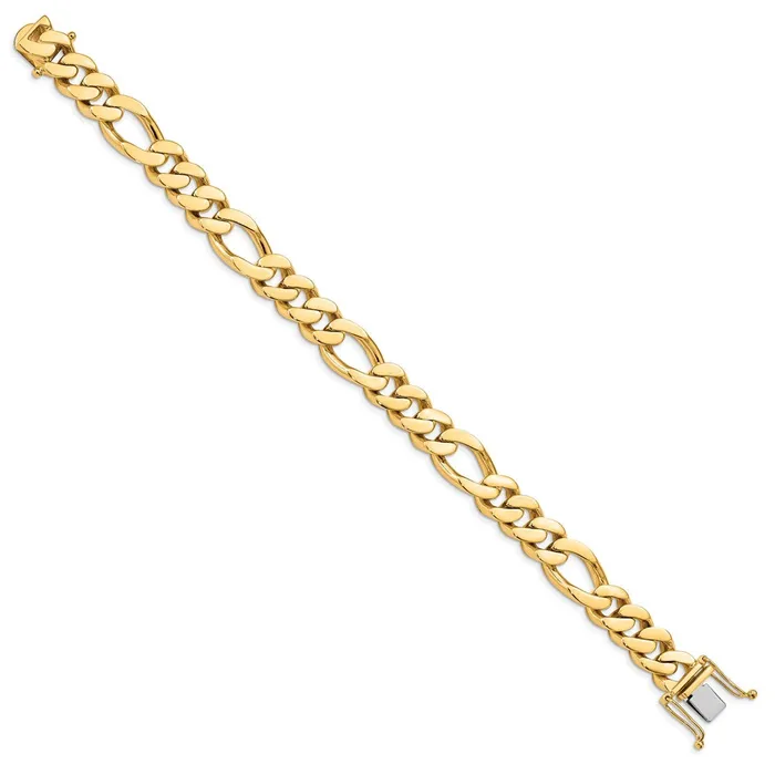 MDS Solid 14K Yellow Gold 85 inch 118mm Hand Polished Figaro Link with Box Catch Bracelet Bracelets MDS Solid 14K Yellow Gold 85 inch 118mm Hand Polished Figaro Link with Box Catch Bracelet Bracelets