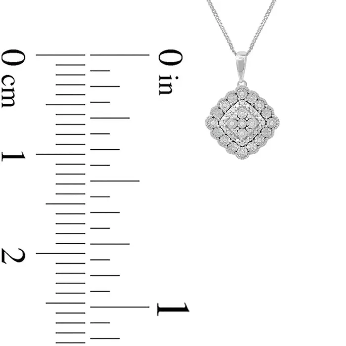 Necklaces 007 CT TW Natural Diamond Scallop Frame Antique VintageStyle Pendant in 10K White Gold Goldia Necklaces 007 CT TW Natural Diamond Scallop Frame Antique VintageStyle Pendant in 10K White Gold Goldia