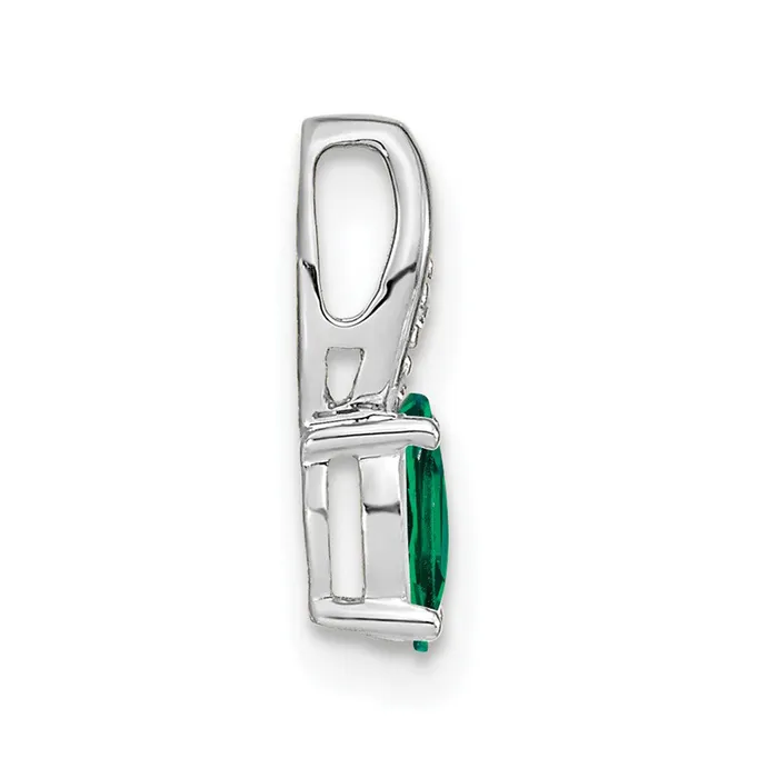 Necklaces Goldia 14k White Gold Emerald and Diamond Pendant