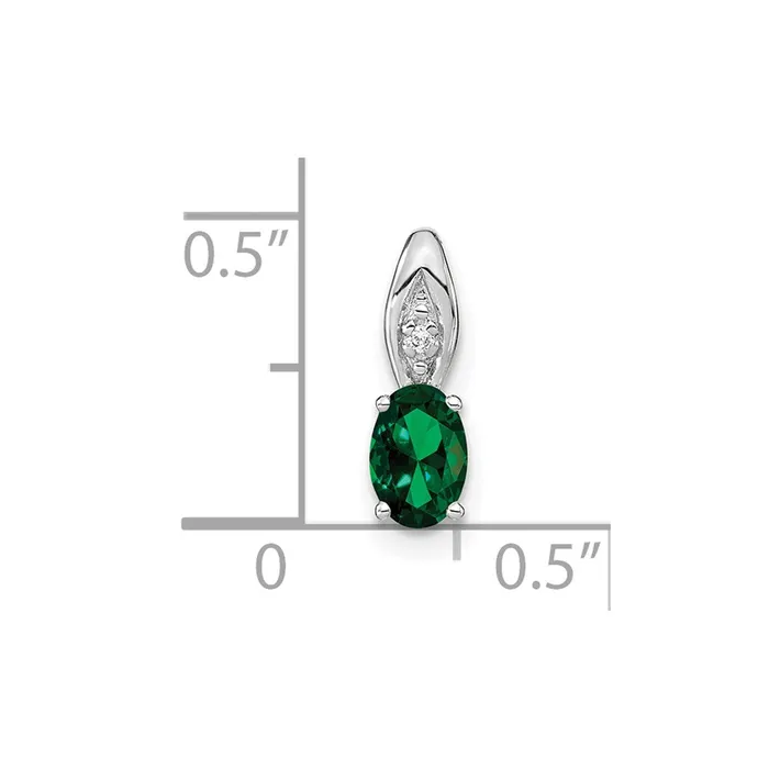 Necklaces Goldia 14k White Gold Emerald and Diamond Pendant