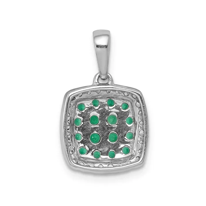 Necklaces Goldia 14k White Gold Real Diamond and 50 Emerald Square Halo Pendant
