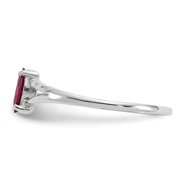 Rings 14K White Gold Polished Geniune Ruby Birthstone Ring Goldia