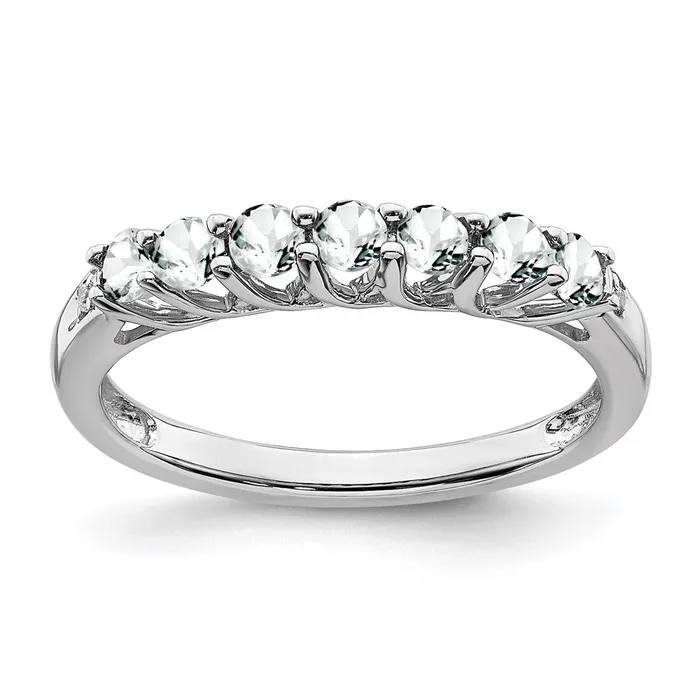 Rings 14k White Gold Topaz and Real Diamond 7stone Ring Goldia