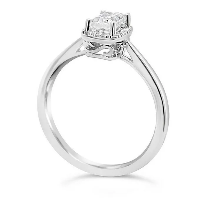 Rings EmeraldCut White Topaz and Natural Diamond Accent Beaded Frame Ring in Sterling Silver Goldia Rings EmeraldCut White Topaz and Natural Diamond Accent Beaded Frame Ring in Sterling Silver Goldia