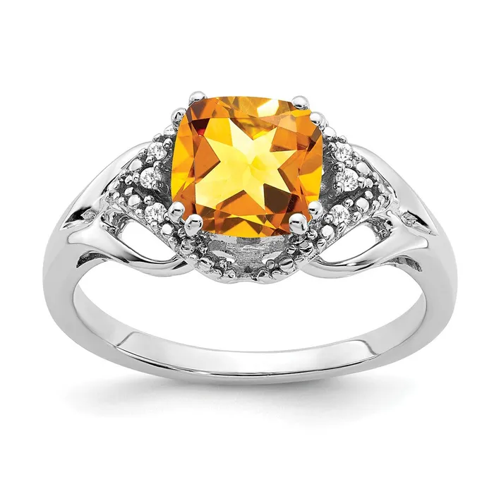 Rings Goldia 14k White Gold Citrine and Real Diamond Ring