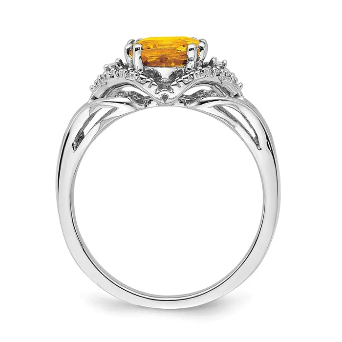Rings Goldia 14k White Gold Citrine and Real Diamond Ring