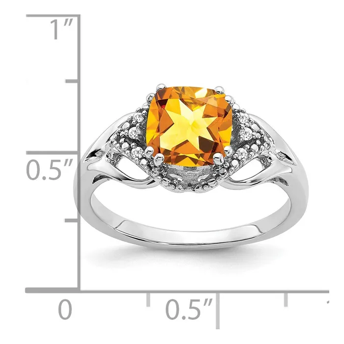 Rings Goldia 14k White Gold Citrine and Real Diamond Ring