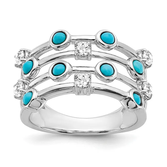 Rings Goldia 14k White Gold Turquoise and White Topaz Ring
