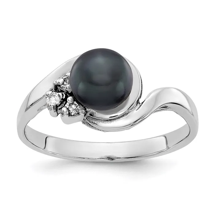 Rings Goldia 14K Yellow Gold 6mm Black FW Cultured Pearl A Real Diamond ring