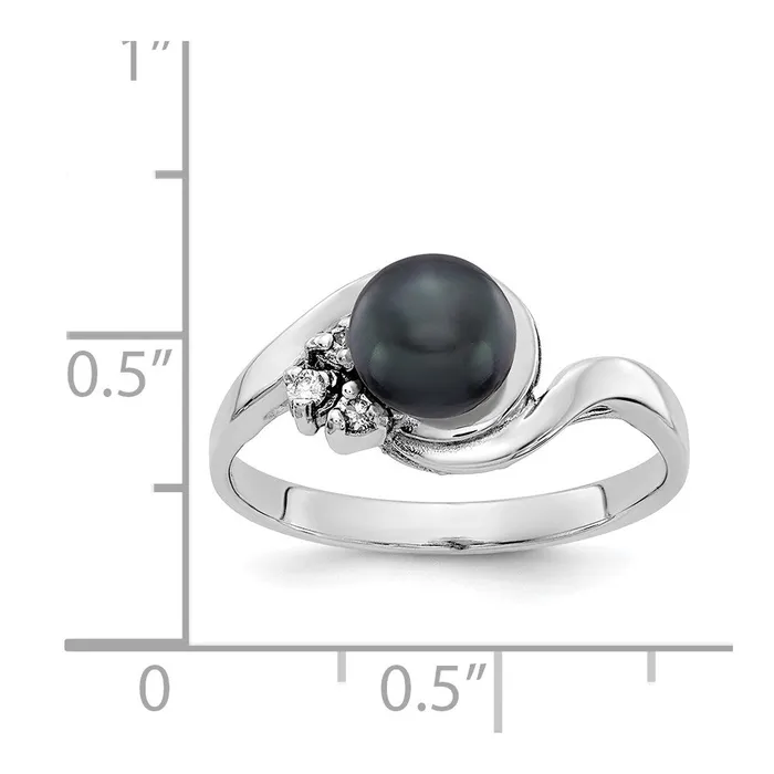 Rings Goldia 14K Yellow Gold 6mm Black FW Cultured Pearl A Real Diamond ring