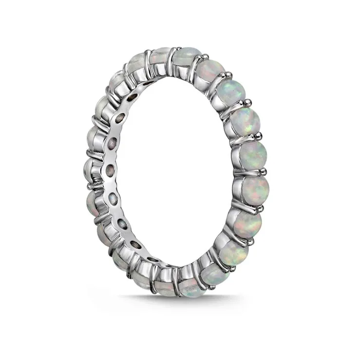 Rings Goldia 30mm LabCreated Opal Eternity Band in Sterling Silver Rings Goldia 30mm LabCreated Opal Eternity Band in Sterling Silver