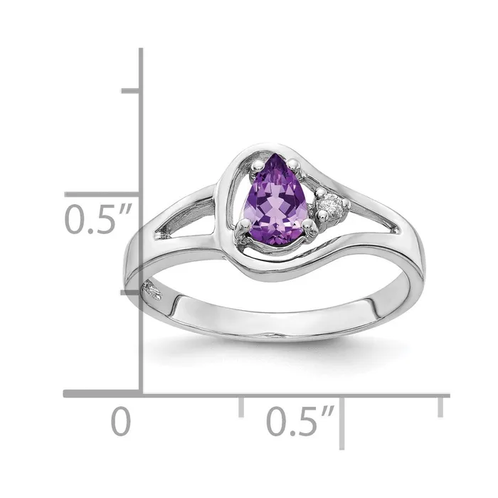 Rings Goldiacom 14k White Gold 6x4mm Pear Amethyst A Real Diamond ring