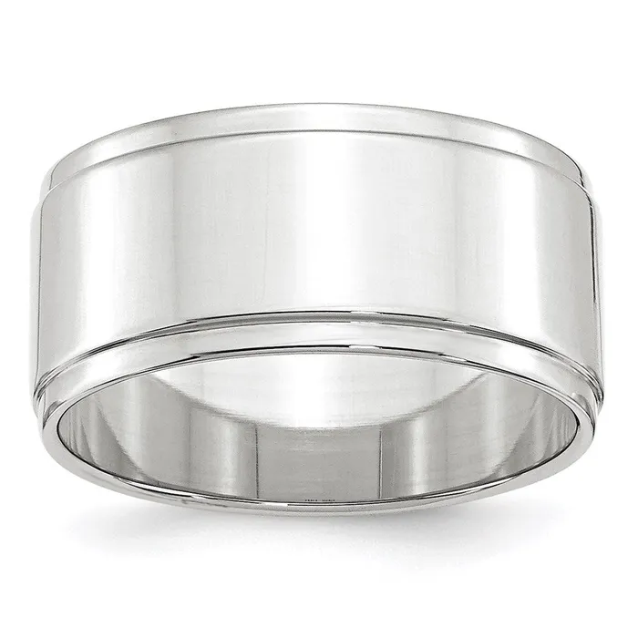 Rings Goldia Solid 10K White Gold 10mm Flat with Step Edge MensWomens Wedding Band Ring Size 13 Rings Goldia Solid 10K White Gold 10mm Flat with Step Edge MensWomens Wedding Band Ring Size 13