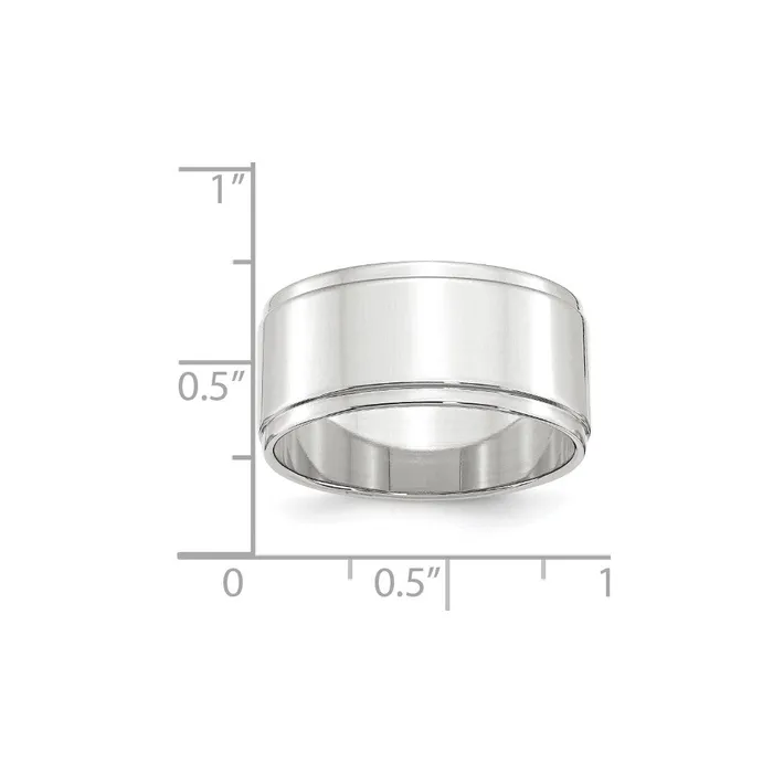 Rings Goldia Solid 10K White Gold 10mm Flat with Step Edge MensWomens Wedding Band Ring Size 13 Rings Goldia Solid 10K White Gold 10mm Flat with Step Edge MensWomens Wedding Band Ring Size 13