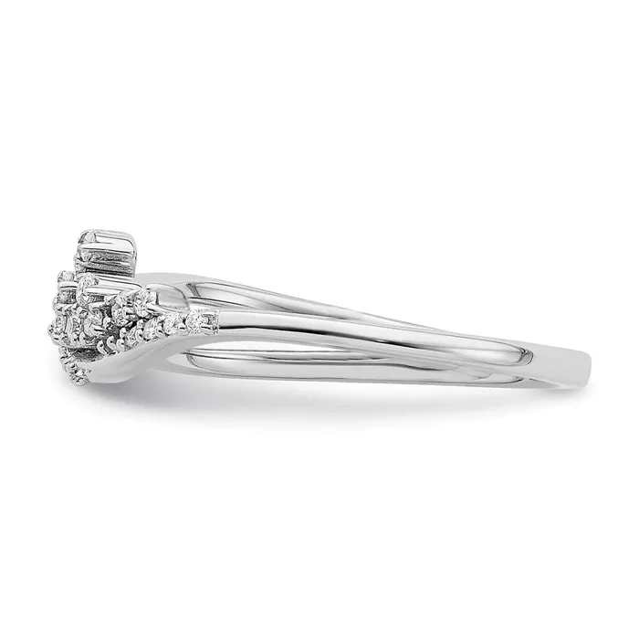 Rings Goldia Solid 14k White Gold Polished Fancy Florina Wave Simulated CZ Ring