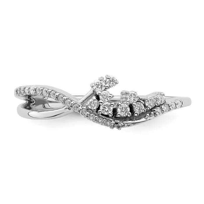 Rings Goldia Solid 14k White Gold Polished Fancy Florina Wave Simulated CZ Ring