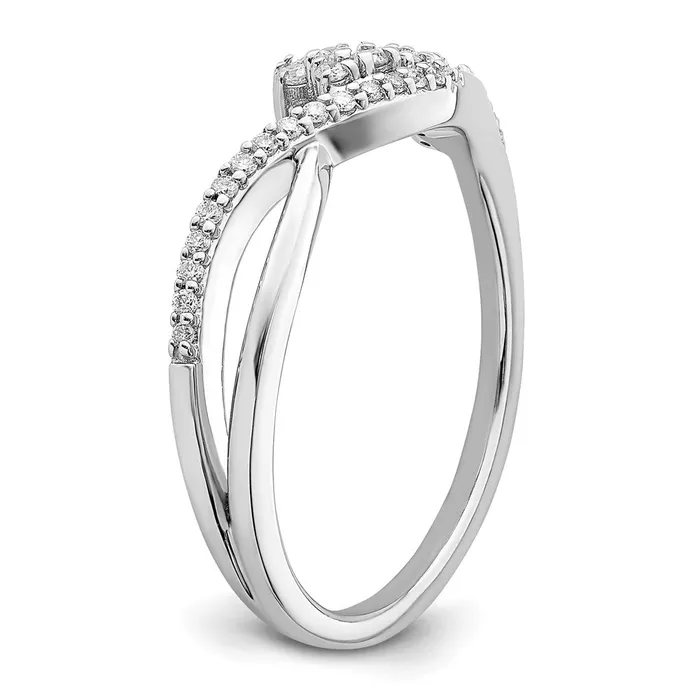 Rings Goldia Solid 14k White Gold Polished Fancy Florina Wave Simulated CZ Ring