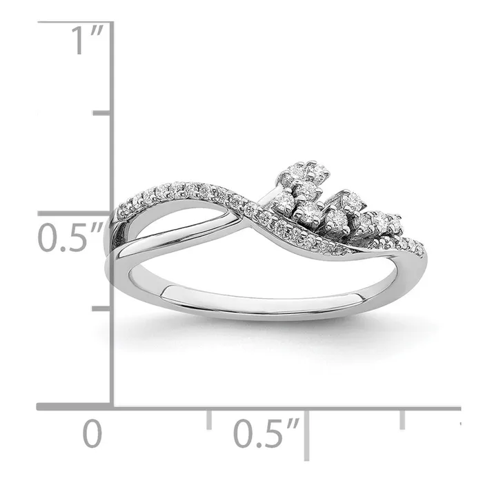 Rings Goldia Solid 14k White Gold Polished Fancy Florina Wave Simulated CZ Ring