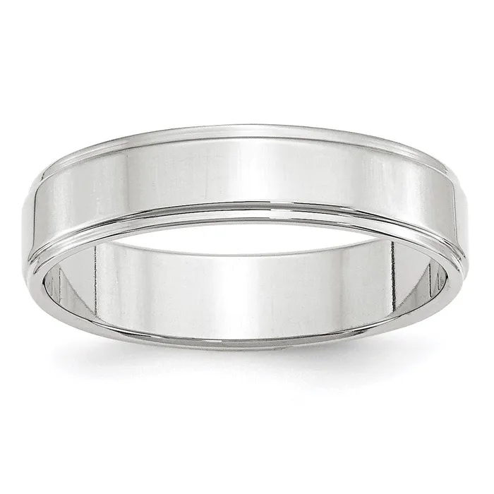 Rings Goldia Solid 18K White Gold 5mm Flat with Step Edge MensWomens Wedding Band Ring Size 75 Rings Goldia Solid 18K White Gold 5mm Flat with Step Edge MensWomens Wedding Band Ring Size 75