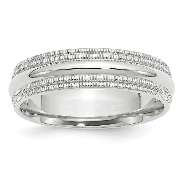 Rings Goldia Solid 18K White Gold 6mm Double Milgrain Comfort Fit MensWomens Wedding Band Ring Size 45 Rings Goldia Solid 18K White Gold 6mm Double Milgrain Comfort Fit MensWomens Wedding Band Ring Size 45