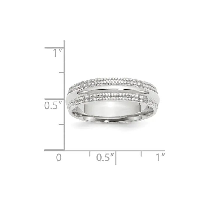 Rings Goldia Solid 18K White Gold 6mm Double Milgrain Comfort Fit MensWomens Wedding Band Ring Size 45