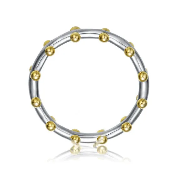 Rings JMS always Original Rachel Glauber Rhodium and 14K Gold Plated Bead Band Ring Rings JMS always Original Rachel Glauber Rhodium and 14K Gold Plated Bead Band Ring