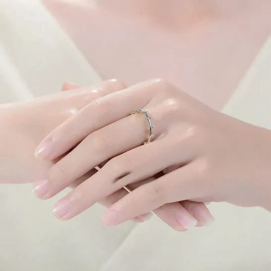 Rings JMS always Original Rachel Glauber Rhodium and 14K Gold Plated Bead Band Ring Rings JMS always Original Rachel Glauber Rhodium and 14K Gold Plated Bead Band Ring