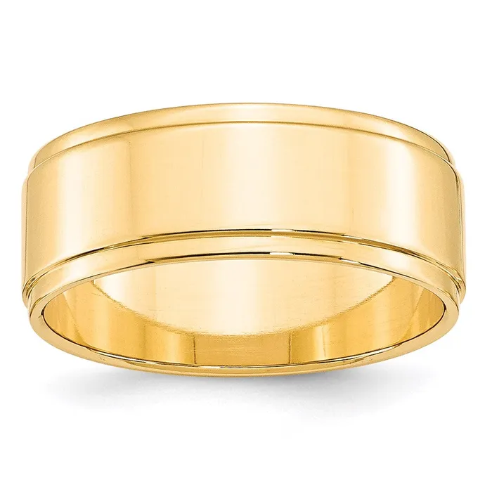 Solid 10K Yellow Gold 8mm Flat with Step Edge MensWomens Wedding Band Ring Size 95 Goldia Rings Solid 10K Yellow Gold 8mm Flat with Step Edge MensWomens Wedding Band Ring Size 95 Goldia Rings