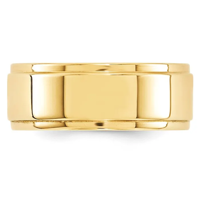 Solid 10K Yellow Gold 8mm Flat with Step Edge MensWomens Wedding Band Ring Size 95 Goldia Rings Solid 10K Yellow Gold 8mm Flat with Step Edge MensWomens Wedding Band Ring Size 95 Goldia Rings