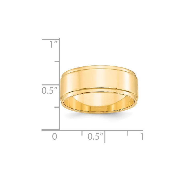Solid 10K Yellow Gold 8mm Flat with Step Edge MensWomens Wedding Band Ring Size 95 Goldia Rings Solid 10K Yellow Gold 8mm Flat with Step Edge MensWomens Wedding Band Ring Size 95 Goldia Rings
