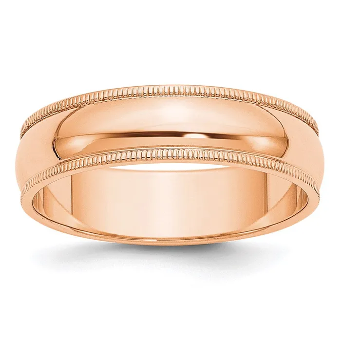 Solid 10K Yellow Gold Rose Gold 6mm Milgrain Half Round MensWomens Wedding Band Ring Size 13 Goldia Rings Solid 10K Yellow Gold Rose Gold 6mm Milgrain Half Round MensWomens Wedding Band Ring Size 13 Goldia Rings
