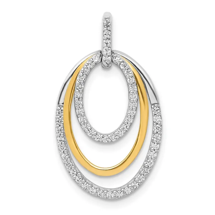 Solid 14k Twotone 14ct Simulated CZ Fancy Triple Oval Pendant Goldia Rings Solid 14k Twotone 14ct Simulated CZ Fancy Triple Oval Pendant Goldia Rings