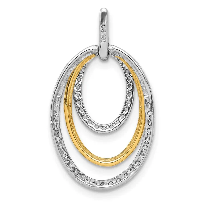 Solid 14k Twotone 14ct Simulated CZ Fancy Triple Oval Pendant Goldia Rings Solid 14k Twotone 14ct Simulated CZ Fancy Triple Oval Pendant Goldia Rings